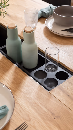 Esstisch Clifton - mit Einsätzen, LB ca. 220x100 cm, Wildeiche massiv, natur geölt