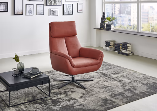 Relaxsessel - 360 Grad drehbar, Stoff, Rot