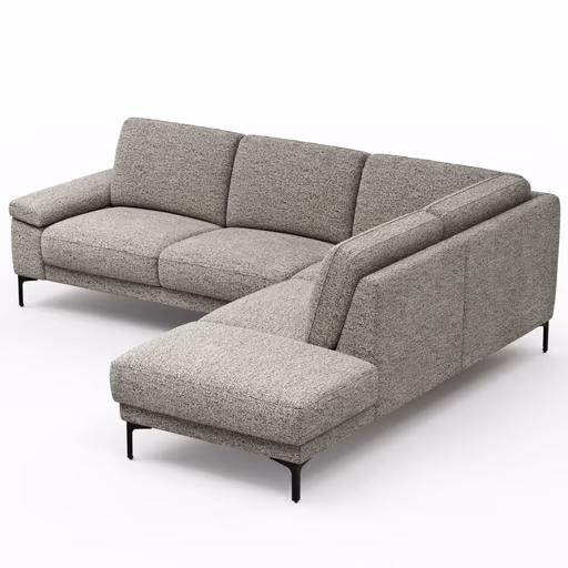 Ecksofa Matero - 2-Sitzer mit Ecke rechts, Stoff, Graubeige