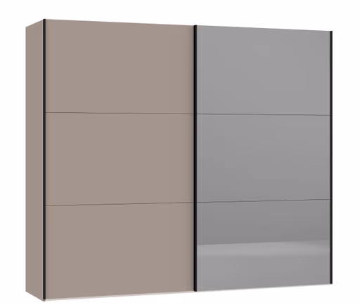 Schwebetürenschrank JOIN IT- B ca. 252 cm, Nougat, Spiegel, Dunkel