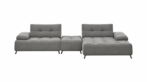 Ecksofa Comodo - 1-Sitzer, Longchair Rechts, Stoff, Hellgrau