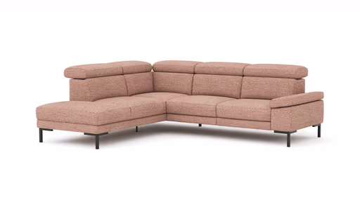 Ecksofa Hudson - Ecke links mit 2,5-Sitzer inkl. Kopfteil verstellbar, Stoff, Kupfer