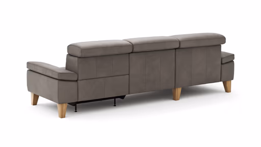 Ecksofa Hudson - Longchair links mit 2,5-Sitzer, inkl. Kopfteil/Armlehne verstellbar und Relaxfunktion (motorisch), Stoff, Steingrau
