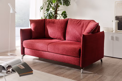 Sofa - 2-Sitzer, Relaxfunktion/Schlaffunktion, Stoff, Rot