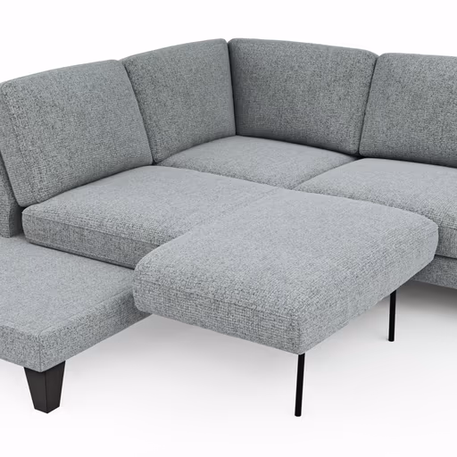 Ecksofa Oviedo - Ecke links mit 2,5-Sitzer inkl. Drehsitz, Stoff, Hellgrau