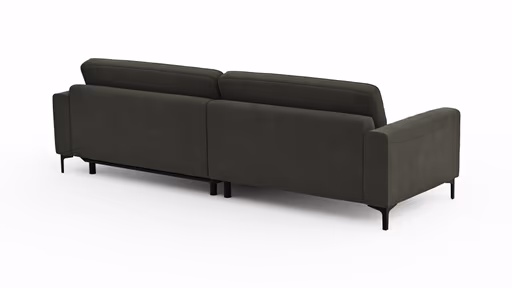 Ecksofa Oviedo - 1,5-Sitzer mit Longchair rechts, Stoff, Braungrün