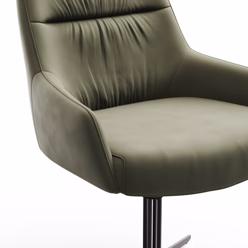 Armlehnstuhl Sagres - drehbar, Leder, olive