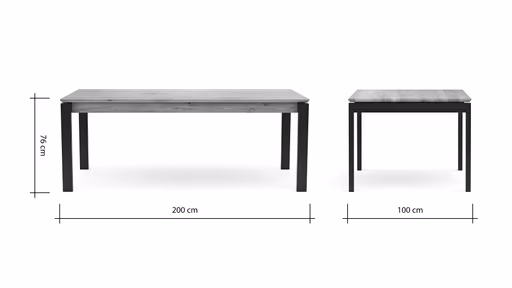 Esstisch Farmingdale - ausziehbar, mit Alubeschlag, LB ca. 200x100 cm, Eiche massiv, natur geölt