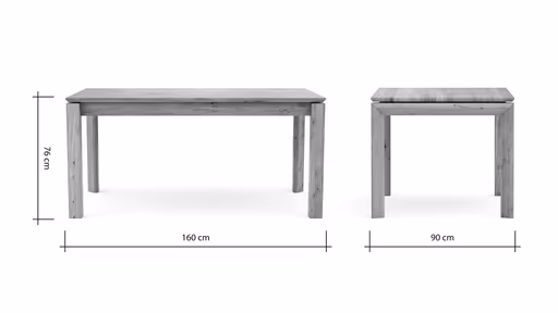Esstisch Farmingdale - ausziehbar, Platte mit schräger Kante, LB ca. 160x90 cm, Eiche massiv, natur geölt