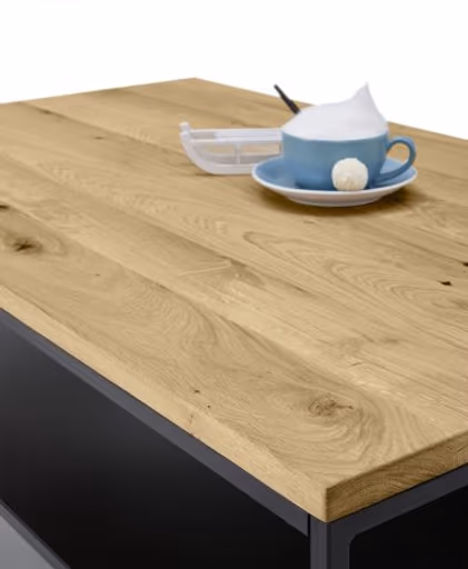 Couchtisch - LB ca. 95x55 cm, Wildeiche Massiv, Schwarz