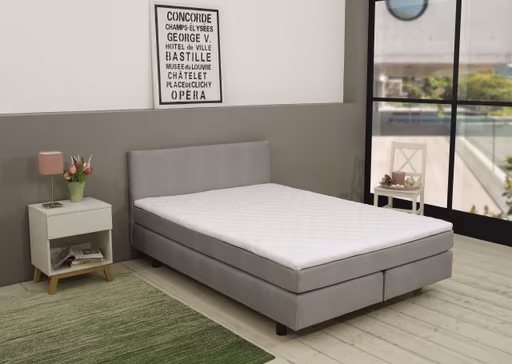 Boxspringbett- Liegefläche ca. 120x200 cm, Stoff, Grau