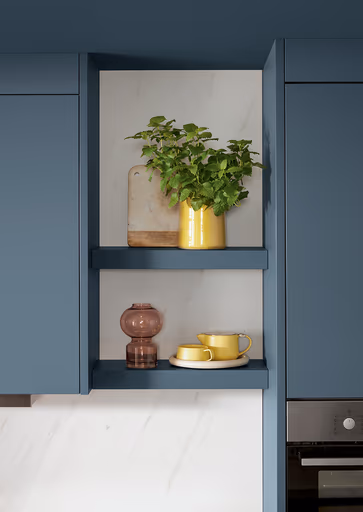 Inselküche 51.230 13 525, Stahlblau matt