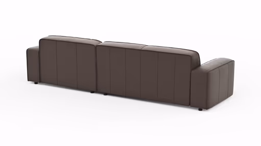 Ecksofa Denver - 2,5-Sitzer mit Longchair rechts, groß, Leder, Mocca