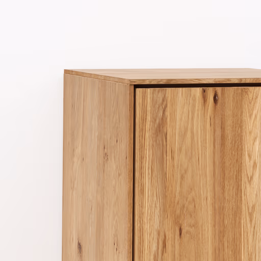 Hängevitrine Saratoga - Anschlag Rechts, Wildeiche massiv, natur geölt