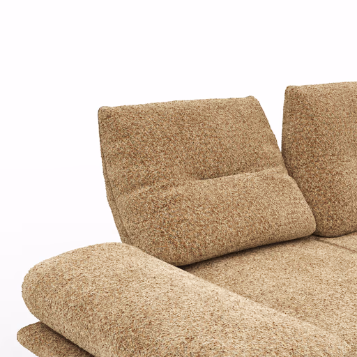 Ecksofa Lucero 2.0 - Longchair mit 2-Sitzer rechts inkl. Rückenlehne verstellbar, Stoff, Cognac