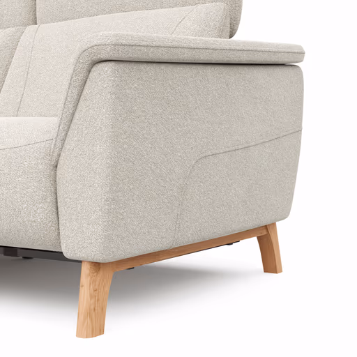 Ecksofa Nevin - Longchair links mit 2-Sitzer rechts, inkl. Relaxfunktion (motorisch) und Kopfpolsterverstellung, Stoff, Weiß