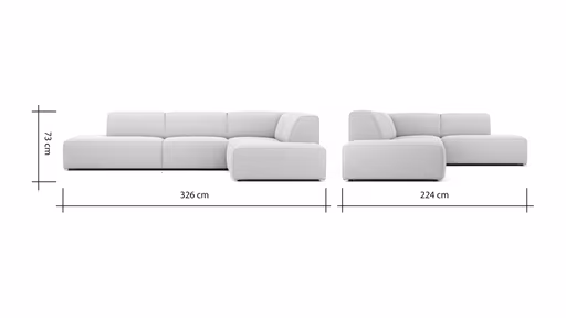 Ecksofa Elementos - Abschlusselement mit 1-Sitzer und Ecke rechts, Stoff, Grau