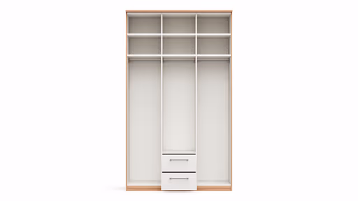 Drehtürenschrank Viana - B. ca. 136 cm, Furnier, Kernbuche, Weiß