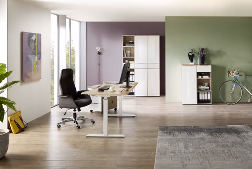 Büroregal - B ca. 40 cm, Artisan Eiche Nachbildung, Weiß