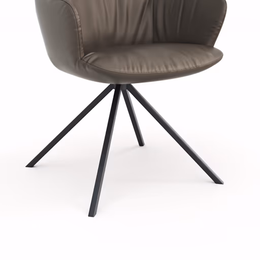 Armlehnstuhl Pegara - Leder, Dunkelbraun