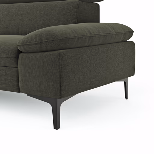 Ecksofa Felipa - Ecke links mit 2,5-Sitzer inkl. Kopfteil verstellbar, Stoff, Dunkelgrün