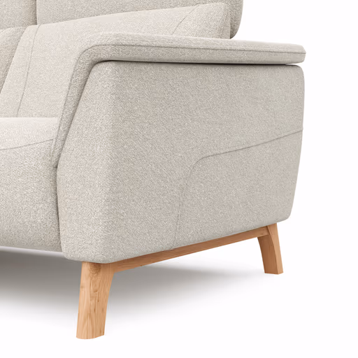 Ecksofa Nevin - Longchair links mit 2-Sitzer rechts, inkl. Kopfpolsterverstellung, Stoff, Weiß