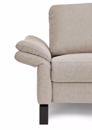 Ecksofa CALM PREMIUM 2.0 - Longchair links mit 3-Sitzer, Relaxfunktion motorisch, Armlehne verstellbar, Stoff, Sand