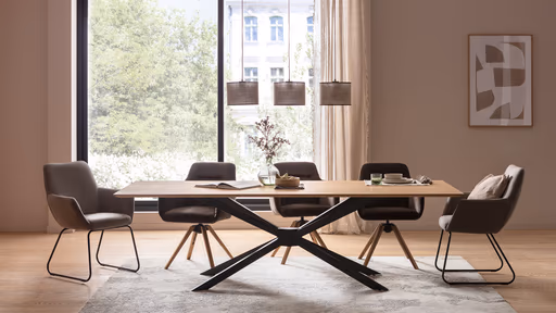 Armlehnstuhl Nashville - drehbar, Stoff, Dunkelbraun