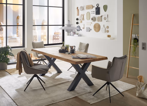 Stuhl MANDY - drehbar, Stoff, Graubeige