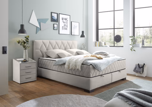 Boxbett - Liegefläche ca. 180x200 cm, Stoff, Sand