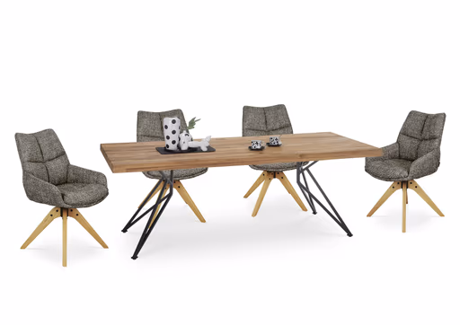 Armlehnstuhl MATTEA - drehbar, Stoff, Braun