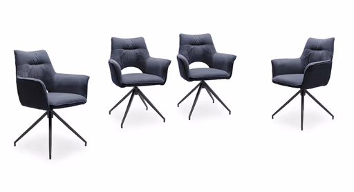 Armlehnstuhl MALEEN - drehbar, Stoff, Blau