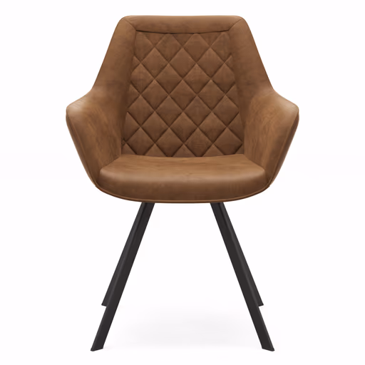 Armlehnstuhl Wesley - Stoff, Cognac