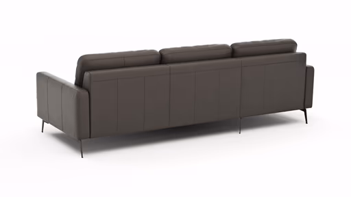 Ecksofa Enna - Longchair Links mit 3-Sitzer, Armlehne A, Leder, Schwarz