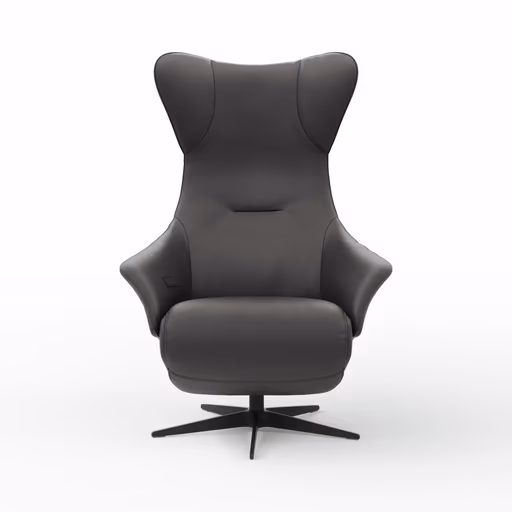 Relaxsessel Follina - Relaxfunktion (motorisch), Leder, Schwarz, Akku