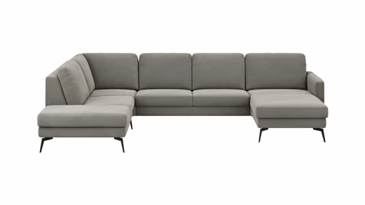 Wohnlandschaft Enna - Ecke links, 2,5-Sitzer, Longchair rechts, Stoff, Grau