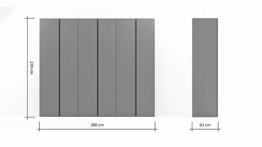 Drehtürenschrank Loretto - B ca. 280 cm, Lack matt, Anthrazit