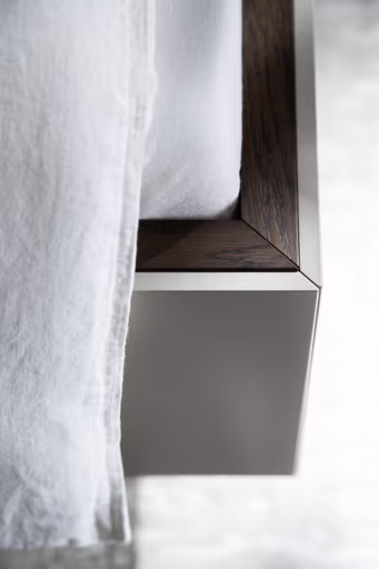 Bettanlage Matera - Liegefläche ca. 180x200 cm, Lack, Muschelgrau, Wildeiche, Coffee