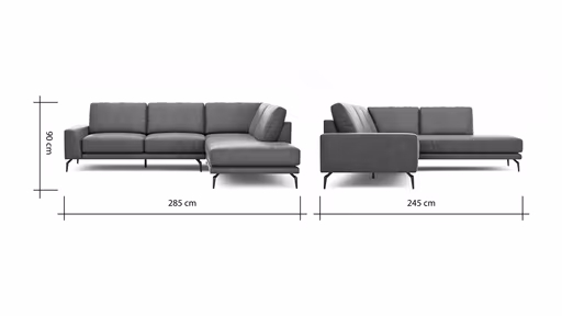 Ecksofa Redington - 2,5-Sitzer mit Ecke rechts, Leder, Cognac