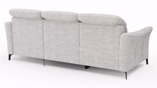 Ecksofa Canterbury - 2,5-Sitzer mit Longchair rechts, inkl. Relaxfunktion (motorisch) und Kopfteilverstellung, Stoff, Offwhite
