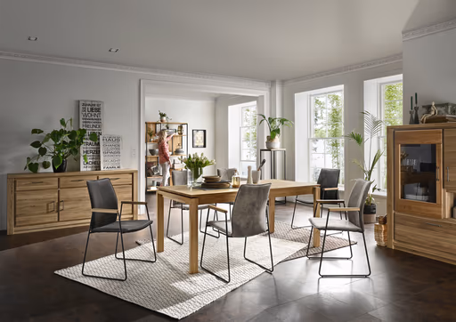 Esstisch Farmingdale - ausziehbar, Platte mit schräger Kante, LB ca. 180x90 cm, Eiche massiv, geölt