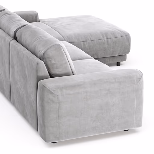 Ecksofa Balok - 2,5-Sitzer mit Longchair groß rechts, Stoff, Eisengrau