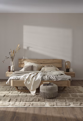 Bettgestell 1660 - Liegefläche ca. 180x200 cm, Wildeiche bianco, sandgestrahlt