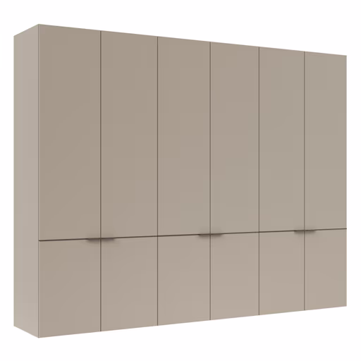 Drehtürenschrank Matera - BHT ca. 301x235x60 cm, Lack Matt, Muschelgrau, Griffe Coffee