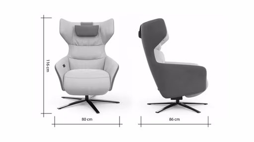 Drehsessel Houston Relax - Größe M, inkl. Relaxfunktion (motorisch), Aufstehhilfe und Kopfstütze, Stoff, Natur