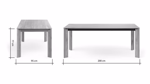 Esstisch Saratoga - ausziehbar, LB ca. 200x95 cm, Wildeiche massiv, natur geölt