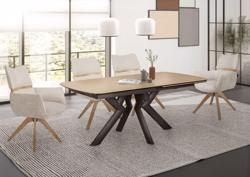 Stuhl MAROU - drehbar, Stoff, Beige