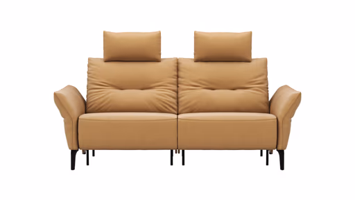 Sofa Bahia - 2-Sitzer inkl. Kopfstütze/ Armlehne verstellbar und Relaxfunktion (motorisch), Leder, Kurkuma