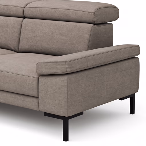 Ecksofa Hudson - Ecke links, 2,5-Sitzer, inkl. Kopfteil verstellbar, Stoff, Khaki
