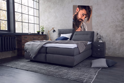 Boxspringbett Edela - Liegefläche 180x200 cm, Stoff, Anthrazit